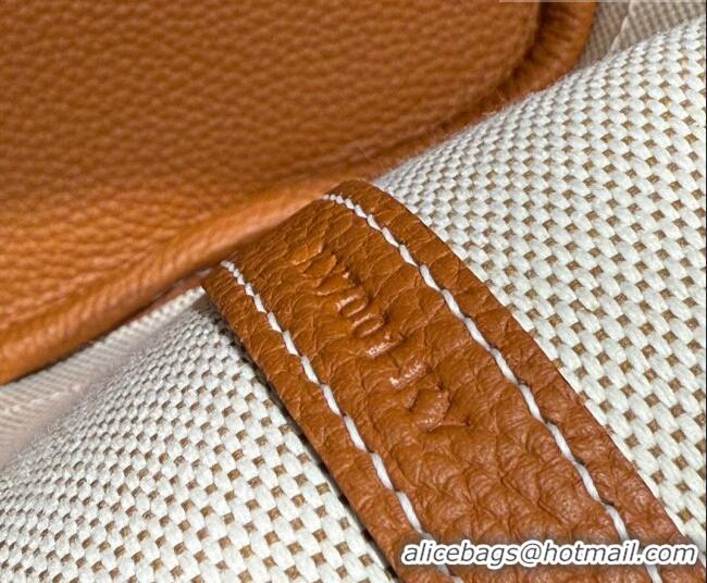 Best Quality Hermes Garden Party Bag 30cm in Printed Canvas and Calfskin 0414 Brown 2026 (Half Handmade)