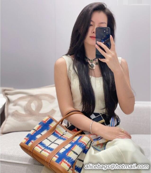 Best Quality Hermes Garden Party Bag 30cm in Printed Canvas and Calfskin 0414 Brown 2026 (Half Handmade)