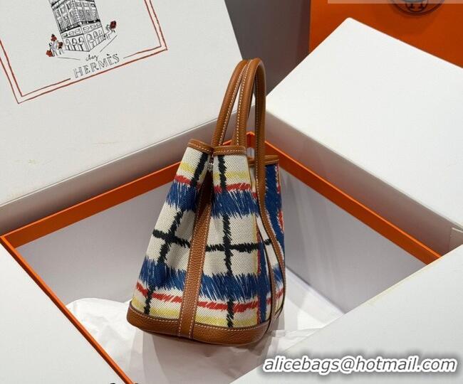 Best Quality Hermes Garden Party Bag 30cm in Printed Canvas and Calfskin 0414 Brown 2026 (Half Handmade)