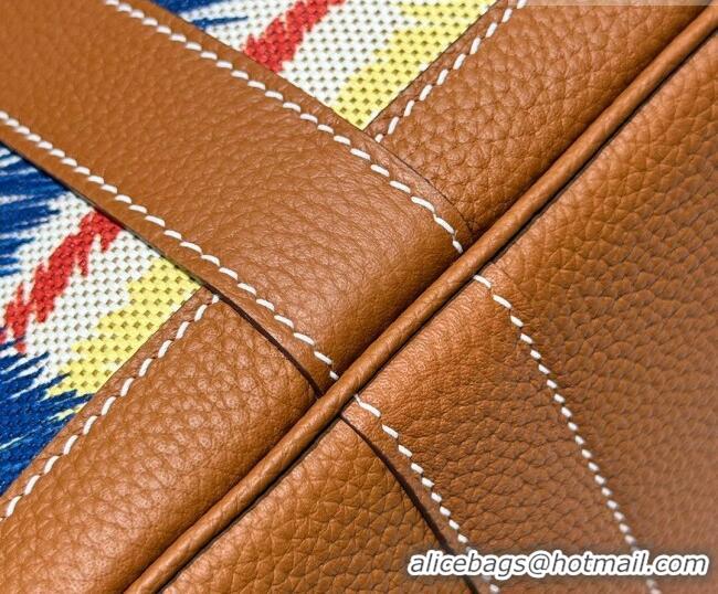 Best Quality Hermes Garden Party Bag 30cm in Printed Canvas and Calfskin 0414 Brown 2026 (Half Handmade)