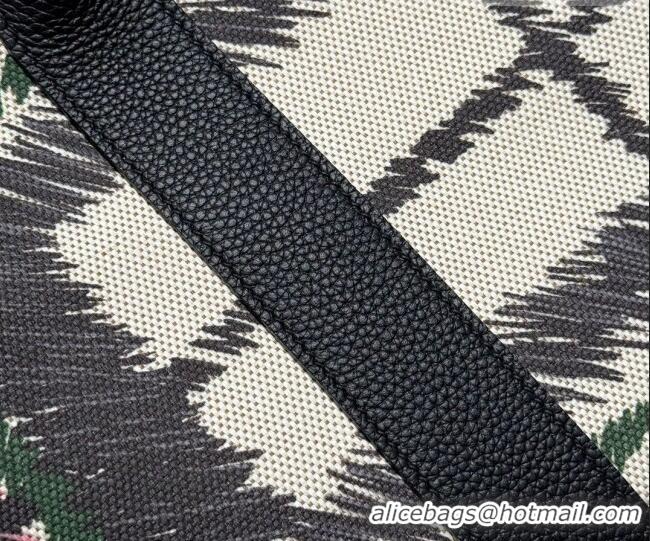 Grade Quality Hermes Garden Party Bag 36cm in Printed Canvas and Calfskin 0414 Black 2026 (Half Handmade)