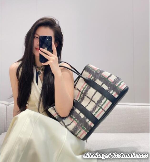 Grade Quality Hermes Garden Party Bag 36cm in Printed Canvas and Calfskin 0414 Black 2026 (Half Handmade)