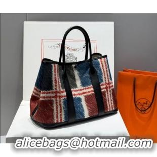 Well Crafted Hermes Garden Party Bag 36cm in Printed Canvas and Calfskin 0414 Red 2026 (Half Handmade)