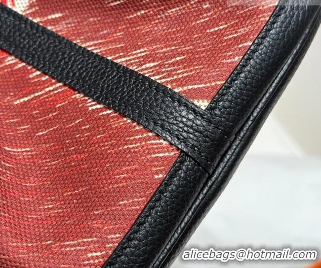 Well Crafted Hermes Garden Party Bag 36cm in Printed Canvas and Calfskin 0414 Red 2026 (Half Handmade)