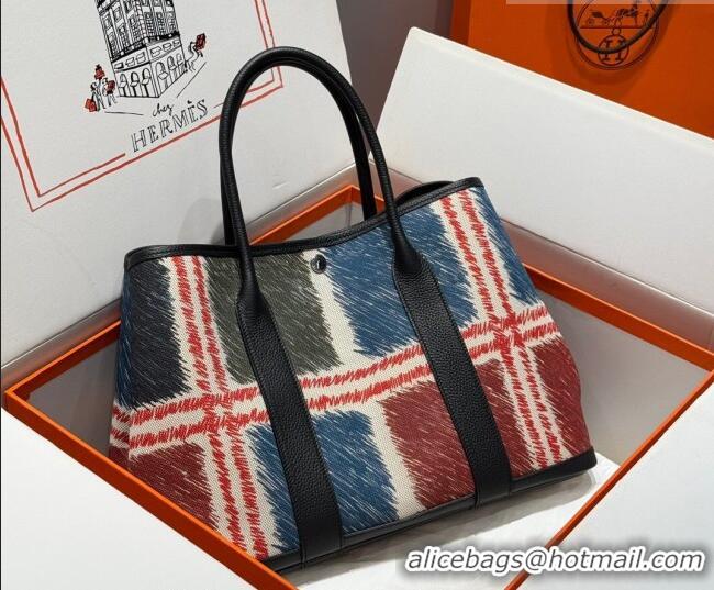 Well Crafted Hermes Garden Party Bag 36cm in Printed Canvas and Calfskin 0414 Red 2026 (Half Handmade)
