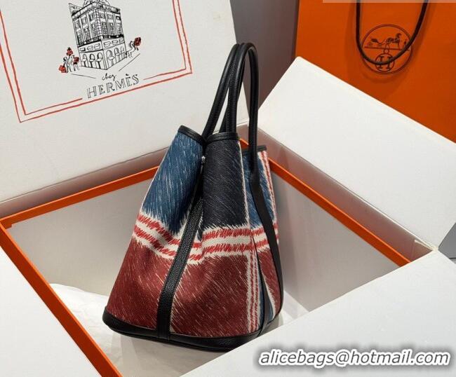 Well Crafted Hermes Garden Party Bag 36cm in Printed Canvas and Calfskin 0414 Red 2026 (Half Handmade)