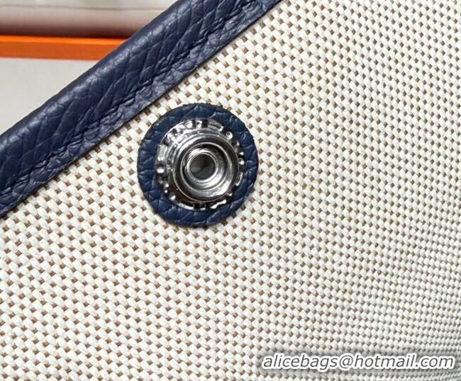 Popular Style Hermes Garden Party Bag 36cm in Printed Canvas and Calfskin 0414 Blue 2026 (Half Handmade)