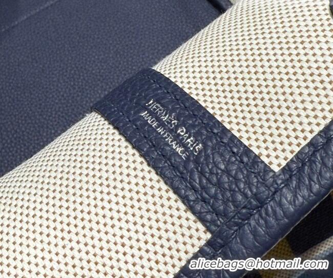Popular Style Hermes Garden Party Bag 36cm in Printed Canvas and Calfskin 0414 Blue 2026 (Half Handmade)