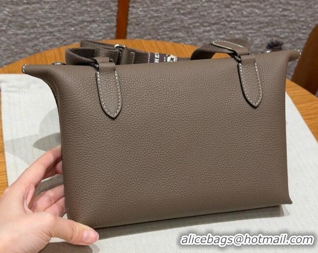 Top Quality Hermes Videpoches Bag in Togo Leather 2523 Etoupe/Silver 2026 (Half-Handmade)