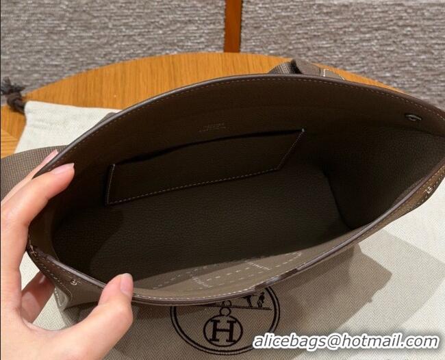 Top Quality Hermes Videpoches Bag in Togo Leather 2523 Etoupe/Silver 2026 (Half-Handmade)