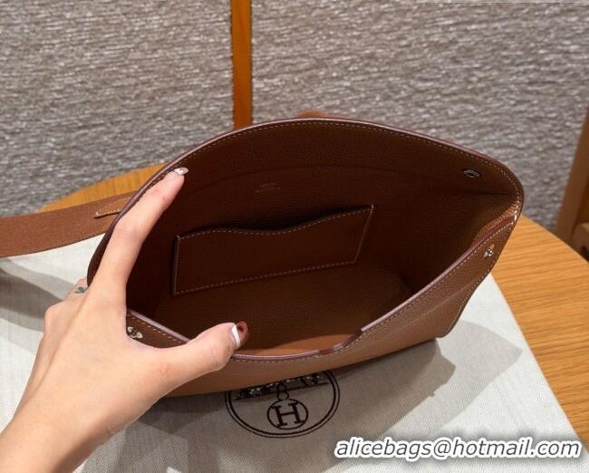 Buy Fashionable Hermes Videpoches Bag in Togo Leather 2523 Brown/Silver 2026 (Half-Handmade)