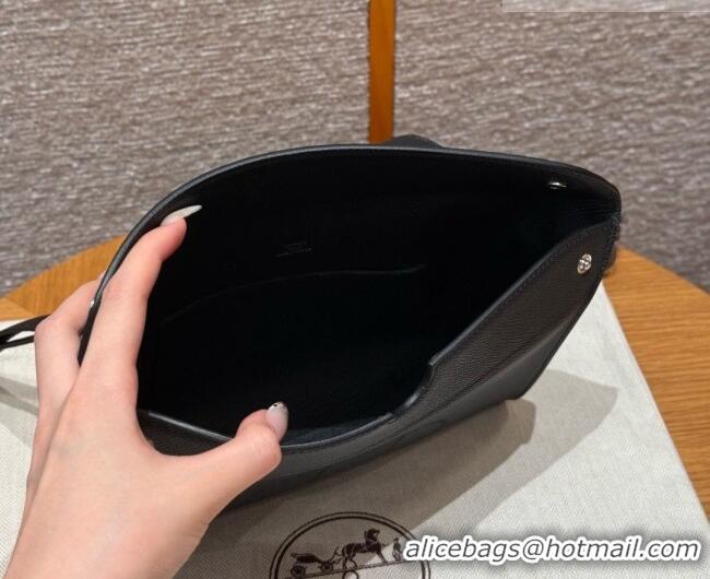 Top Quality Hermes Videpoches Bag in Togo Leather 2523 Black/Silver 2026 (Half-Handmade)