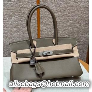 Famous Brand Hermes Shoulder Birkin Bag in Evercolor Leather 2529 Etoupe/Silver 2026 (Half-Handmade)