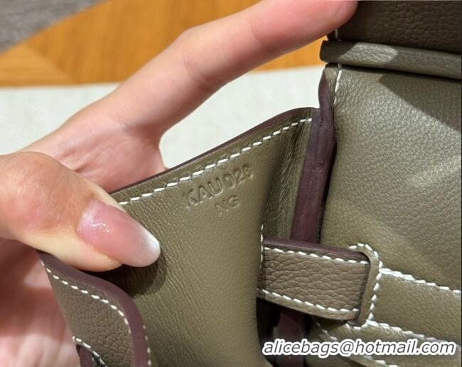Famous Brand Hermes Shoulder Birkin Bag in Evercolor Leather 2529 Etoupe/Silver 2026 (Half-Handmade)