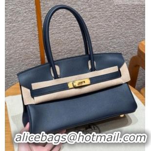 Discount Hermes Shoulder Birkin Bag in Evercolor Leather 2529 7P Blue Presse/Gold 2026 (Half-Handmade)