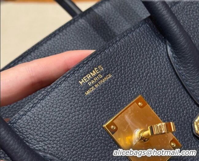 Discount Hermes Shoulder Birkin Bag in Evercolor Leather 2529 7P Blue Presse/Gold 2026 (Half-Handmade)