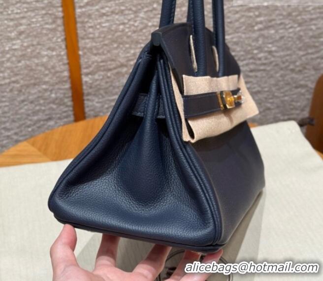 Discount Hermes Shoulder Birkin Bag in Evercolor Leather 2529 7P Blue Presse/Gold 2026 (Half-Handmade)
