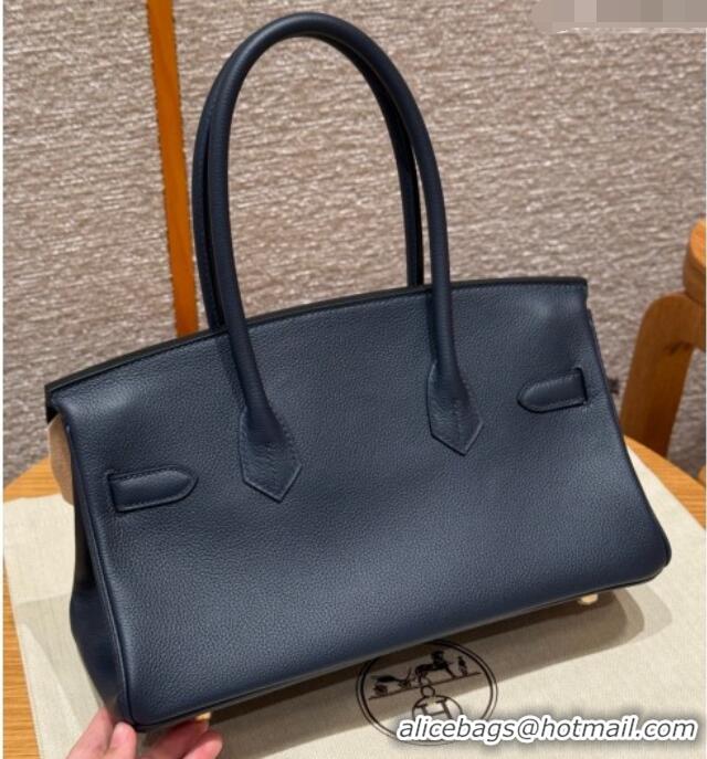 Discount Hermes Shoulder Birkin Bag in Evercolor Leather 2529 7P Blue Presse/Gold 2026 (Half-Handmade)