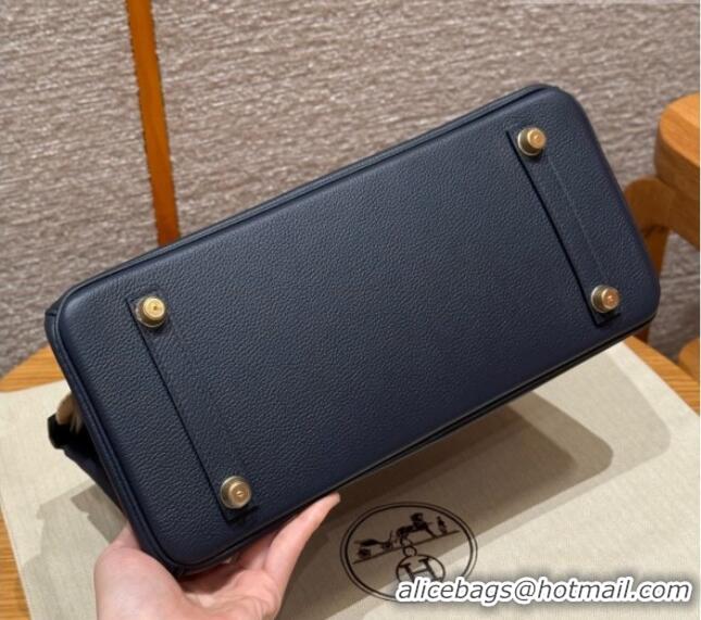 Discount Hermes Shoulder Birkin Bag in Evercolor Leather 2529 7P Blue Presse/Gold 2026 (Half-Handmade)