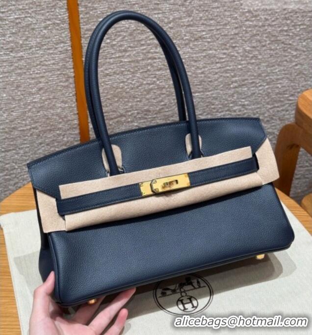 Discount Hermes Shoulder Birkin Bag in Evercolor Leather 2529 7P Blue Presse/Gold 2026 (Half-Handmade)