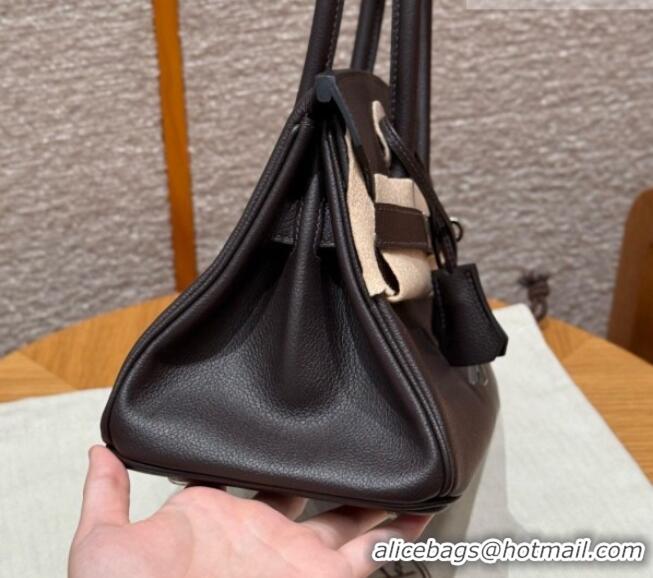 Shop Best Hermes Shoulder Birkin Bag in Evercolor Leather 2529 49 Ebene/Silver 2026 (Half-Handmade)