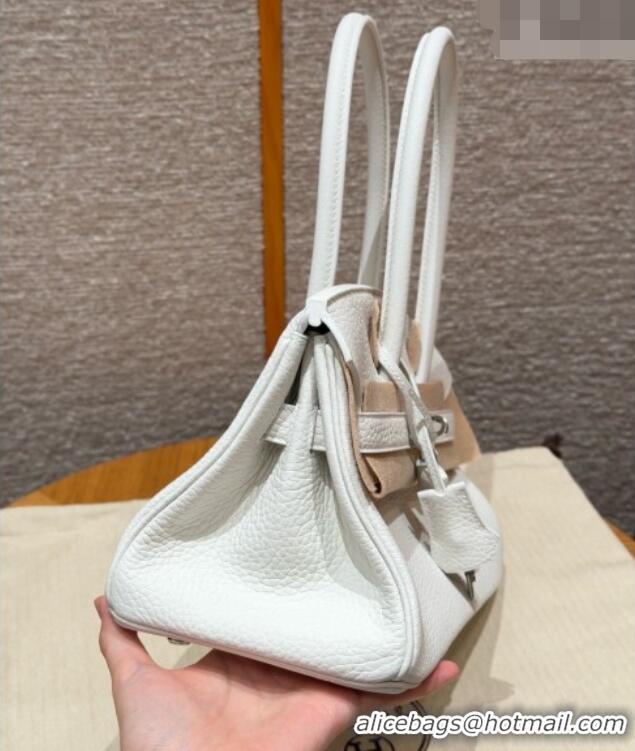 Luxurious Hermes Shoulder Birkin Bag in Clemence Leather 2529 01 White/Silver 2026 (Half-Handmade)