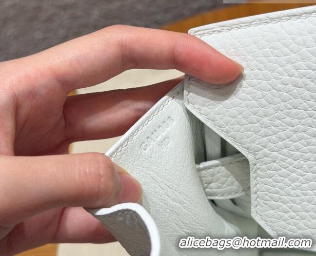 Luxurious Hermes Shoulder Birkin Bag in Clemence Leather 2529 01 White/Silver 2026 (Half-Handmade)