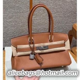Spot Discount Hermes Shoulder Birkin Bag in Evercolor Leather 2529 Brown/Silver 2026 (Half-Handmade)
