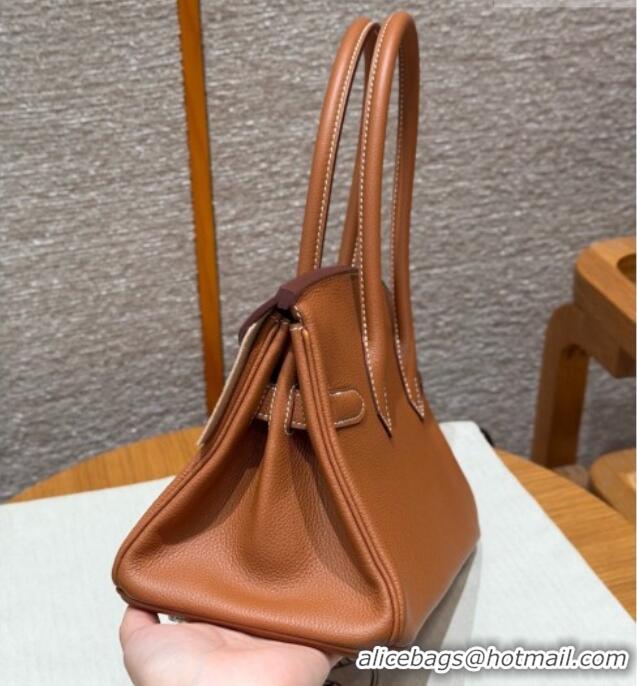 Spot Discount Hermes Shoulder Birkin Bag in Evercolor Leather 2529 Brown/Silver 2026 (Half-Handmade)