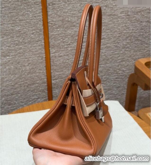 Spot Discount Hermes Shoulder Birkin Bag in Evercolor Leather 2529 Brown/Silver 2026 (Half-Handmade)