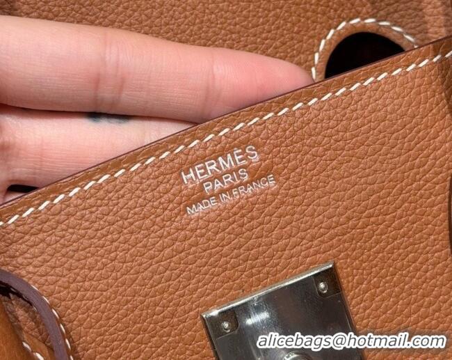 Spot Discount Hermes Shoulder Birkin Bag in Evercolor Leather 2529 Brown/Silver 2026 (Half-Handmade)