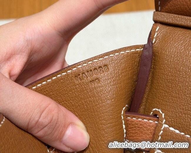 Spot Discount Hermes Shoulder Birkin Bag in Evercolor Leather 2529 Brown/Silver 2026 (Half-Handmade)
