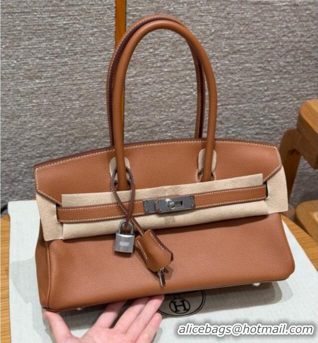 Spot Discount Hermes Shoulder Birkin Bag in Evercolor Leather 2529 Brown/Silver 2026 (Half-Handmade)