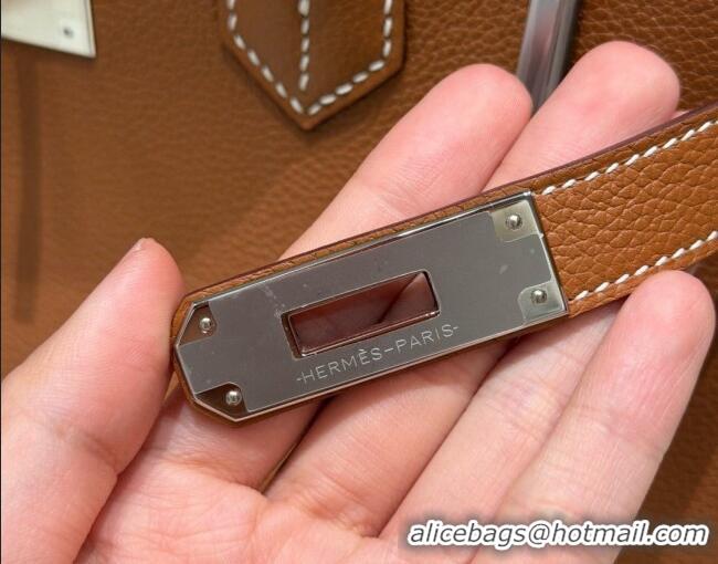 Spot Discount Hermes Shoulder Birkin Bag in Evercolor Leather 2529 Brown/Silver 2026 (Half-Handmade)