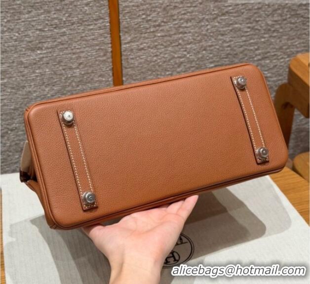 Spot Discount Hermes Shoulder Birkin Bag in Evercolor Leather 2529 Brown/Silver 2026 (Half-Handmade)