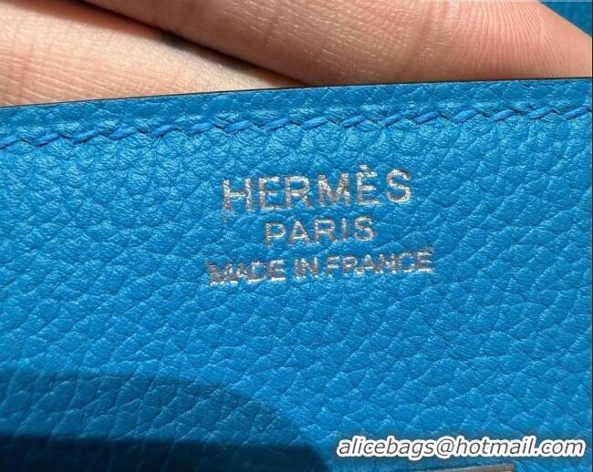 Pretty Style Hermes Shoulder Birkin Bag in Evercolor Leather 2529 0F Blue Fruda/Silver 2026 (Half-Handmade)