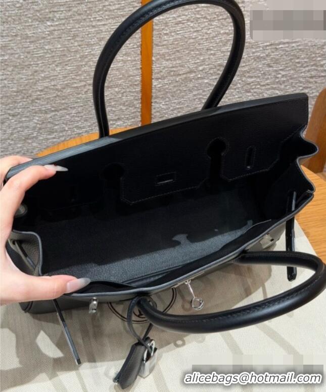 Best Price Hermes Shoulder Birkin Bag in Evercolor Leather 2529 Black/Silver 2026 (Half-Handmade)