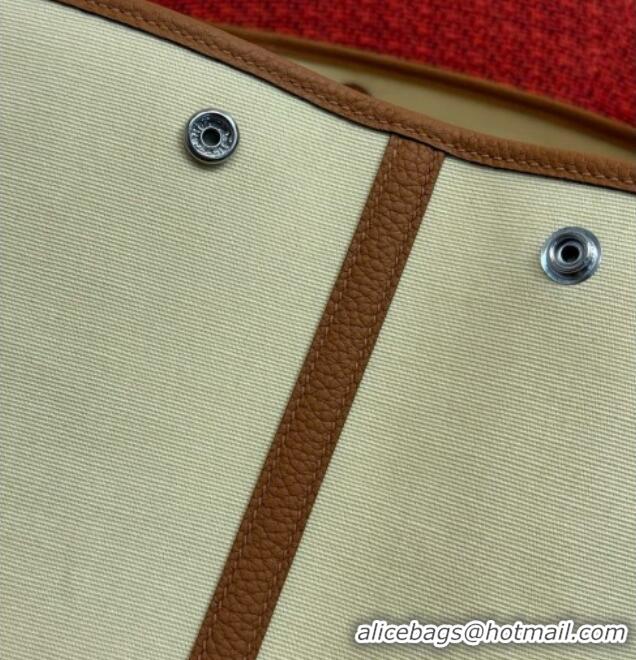 Well Crafted Hermes Garden Party Bag 36cm in Canvas/Togo Leather 2539 Brown 2026 (Half-Handmade)