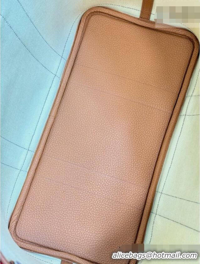 Well Crafted Hermes Garden Party Bag 36cm in Canvas/Togo Leather 2539 Brown 2026 (Half-Handmade)