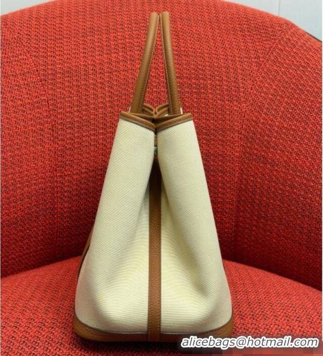 Well Crafted Hermes Garden Party Bag 36cm in Canvas/Togo Leather 2539 Brown 2026 (Half-Handmade)