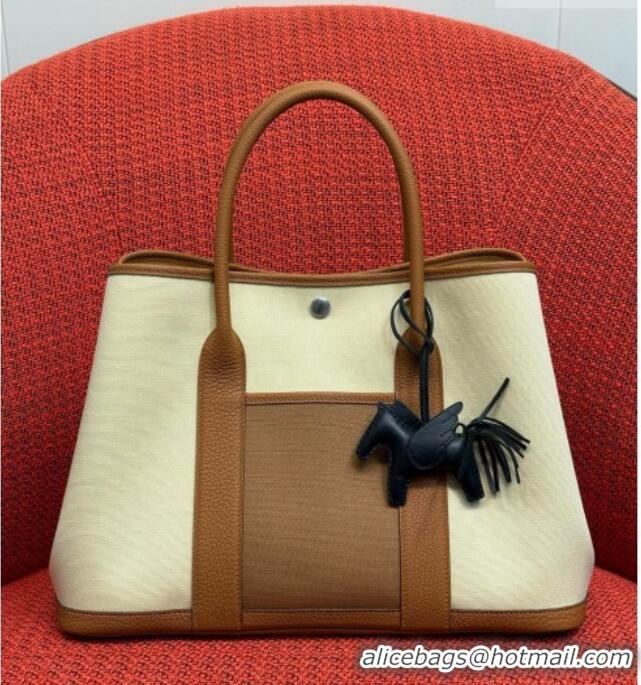 Well Crafted Hermes Garden Party Bag 36cm in Canvas/Togo Leather 2539 Brown 2026 (Half-Handmade)