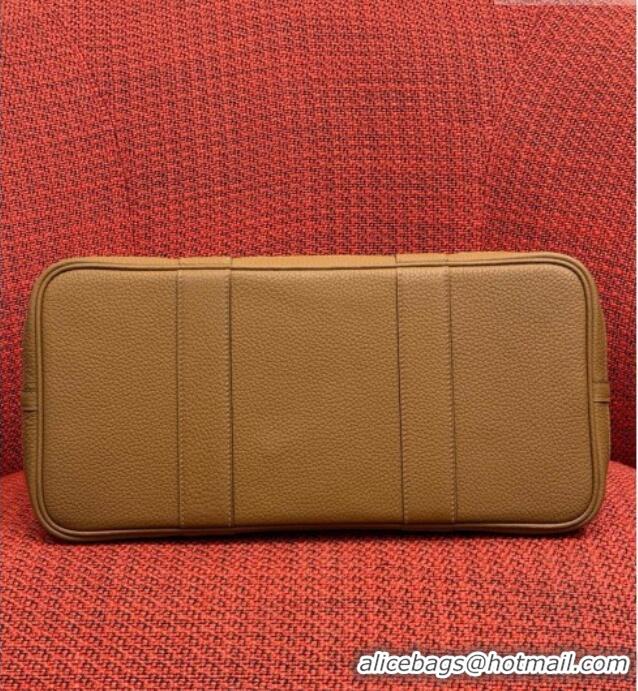 Well Crafted Hermes Garden Party Bag 36cm in Canvas/Togo Leather 2539 Brown 2026 (Half-Handmade)