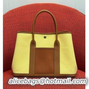 Promotional Hermes Garden Party Bag 36cm in Canvas/Togo Leather 2539 Yellow 2026 (Half-Handmade)