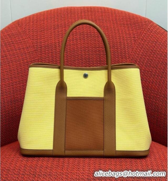 Promotional Hermes Garden Party Bag 36cm in Canvas/Togo Leather 2539 Yellow 2026 (Half-Handmade)