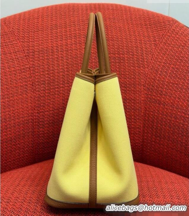 Promotional Hermes Garden Party Bag 36cm in Canvas/Togo Leather 2539 Yellow 2026 (Half-Handmade)