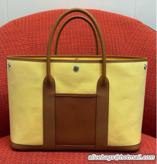 Promotional Hermes Garden Party Bag 36cm in Canvas/Togo Leather 2539 Yellow 2026 (Half-Handmade)