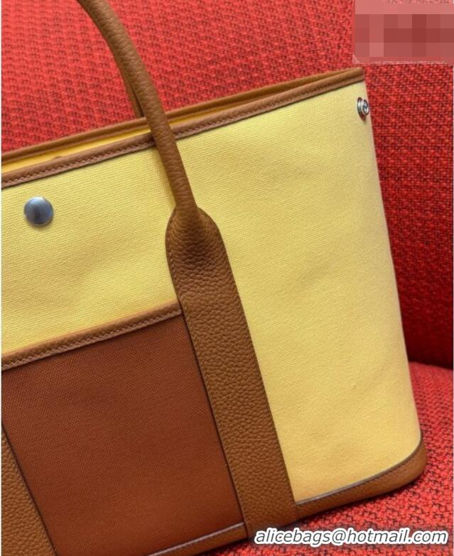 Promotional Hermes Garden Party Bag 36cm in Canvas/Togo Leather 2539 Yellow 2026 (Half-Handmade)