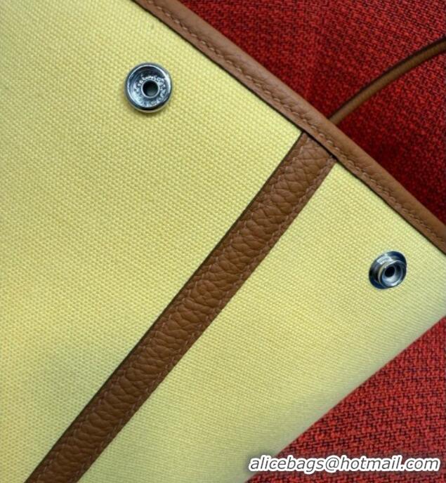 Promotional Hermes Garden Party Bag 36cm in Canvas/Togo Leather 2539 Yellow 2026 (Half-Handmade)