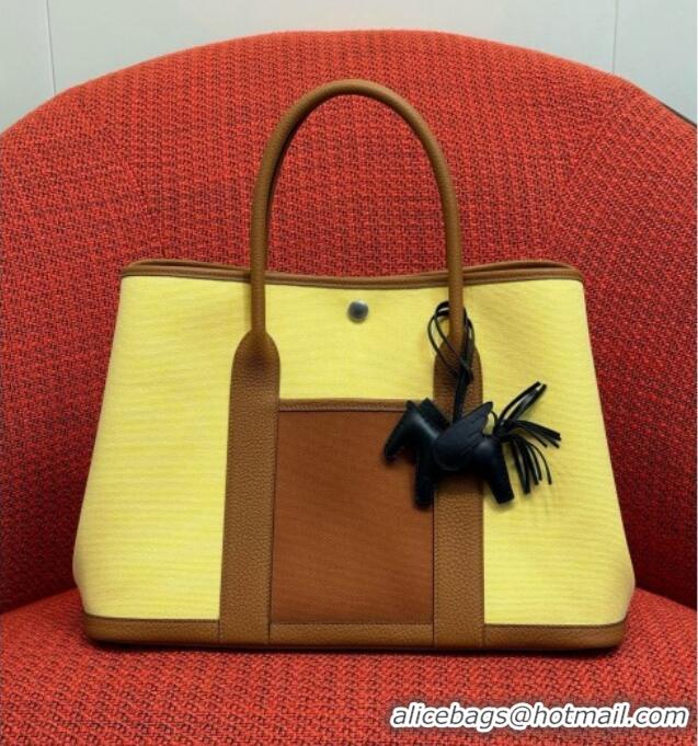 Promotional Hermes Garden Party Bag 36cm in Canvas/Togo Leather 2539 Yellow 2026 (Half-Handmade)