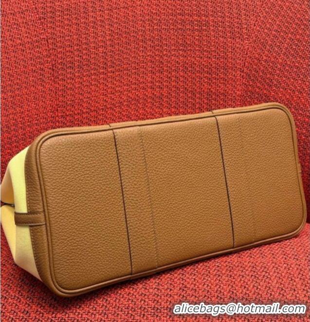 Promotional Hermes Garden Party Bag 36cm in Canvas/Togo Leather 2539 Yellow 2026 (Half-Handmade)